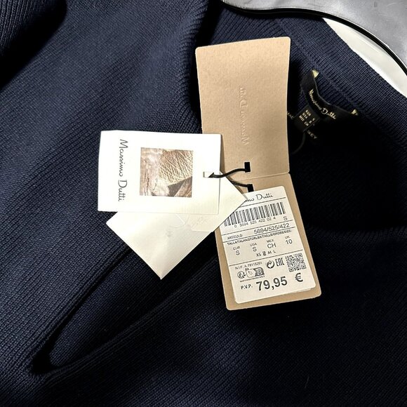 NWT Massimo Dutti Navy V Neck Sweater With Bell Sleeves Gold Buttons Size Small - Picture 5 of 8